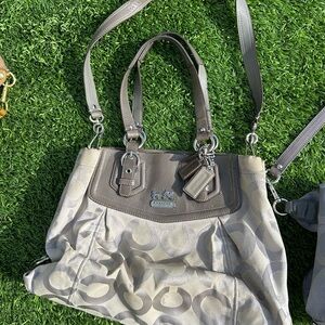 Coach Tan and Gray Shoulder Bag